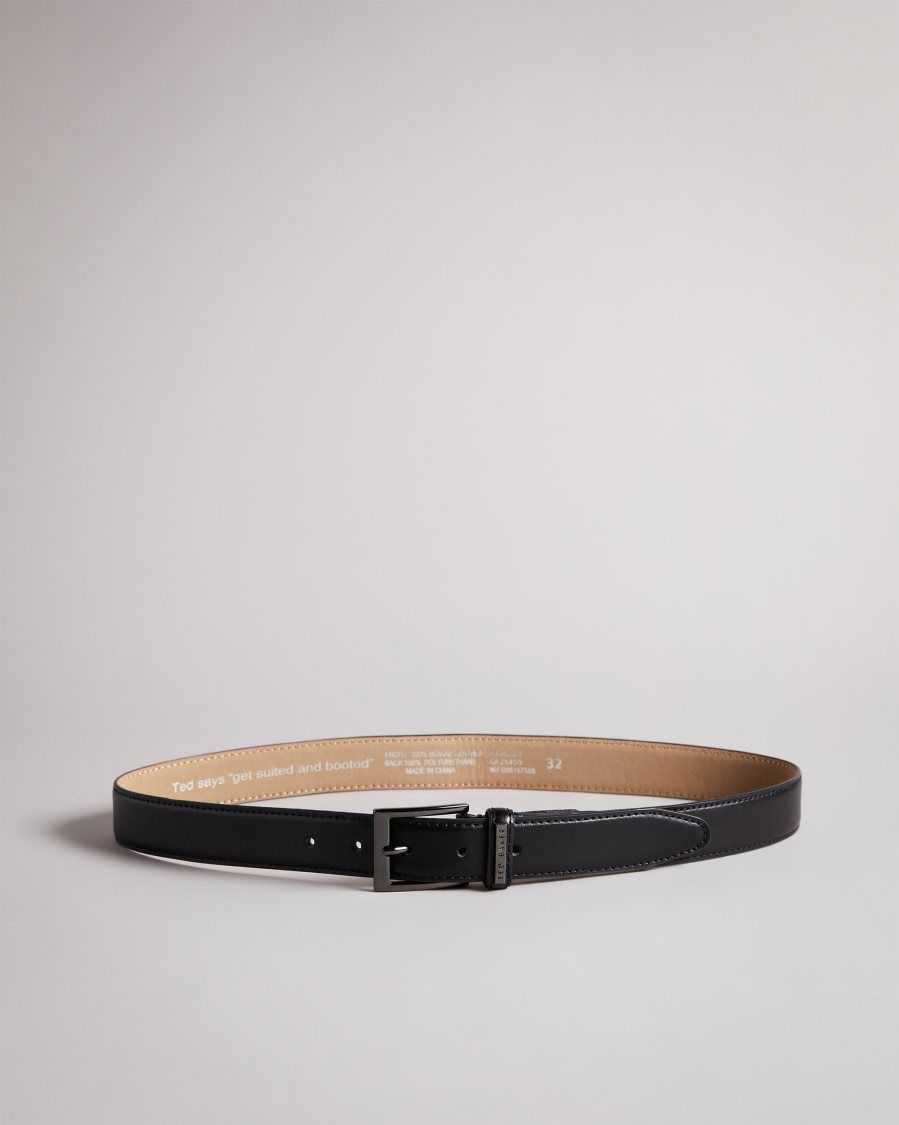 Ted Baker Lizwiz Leather Keeper Plate Belt Black | 3590817-EF