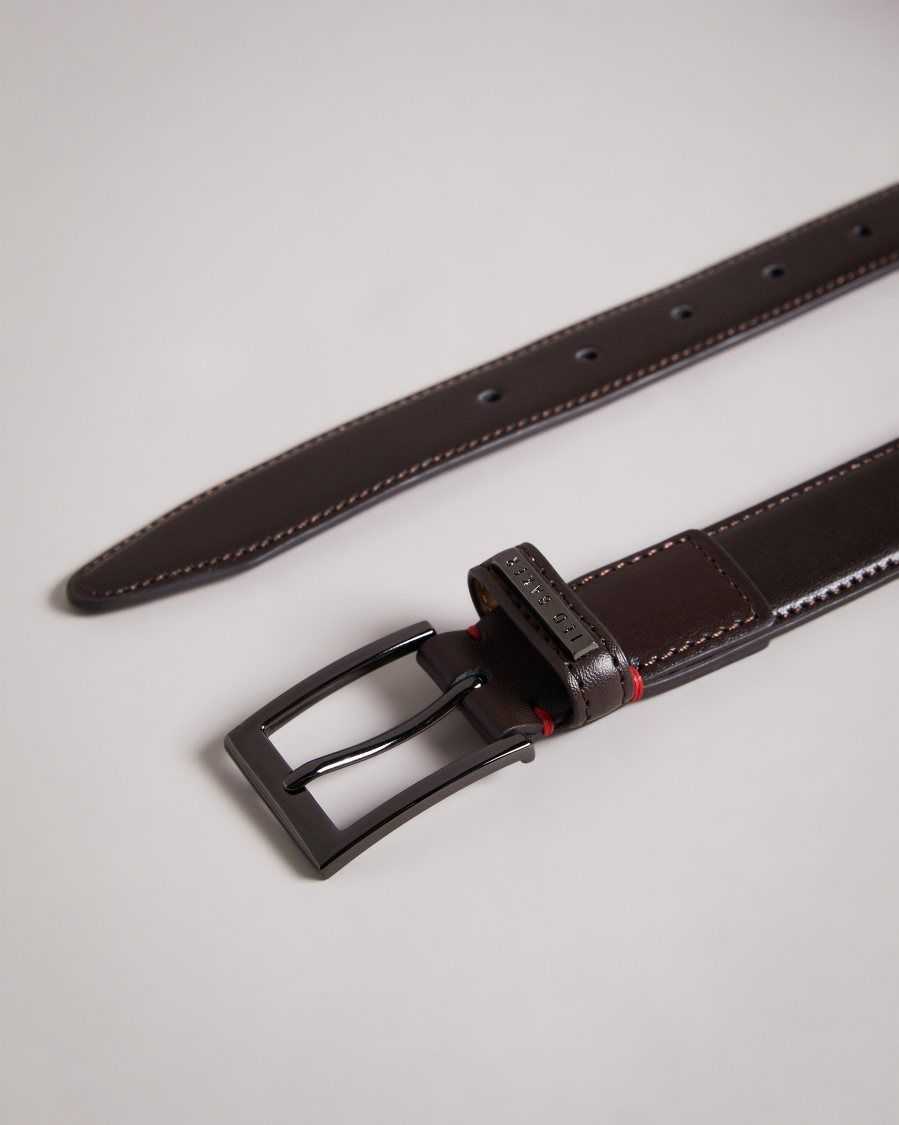 Ted Baker Lizwiz Leather Keeper Plate Belt Chocolate | 7038652-VG