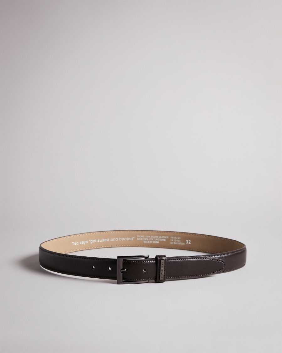 Ted Baker Lizwiz Leather Keeper Plate Belt Chocolate | 7038652-VG