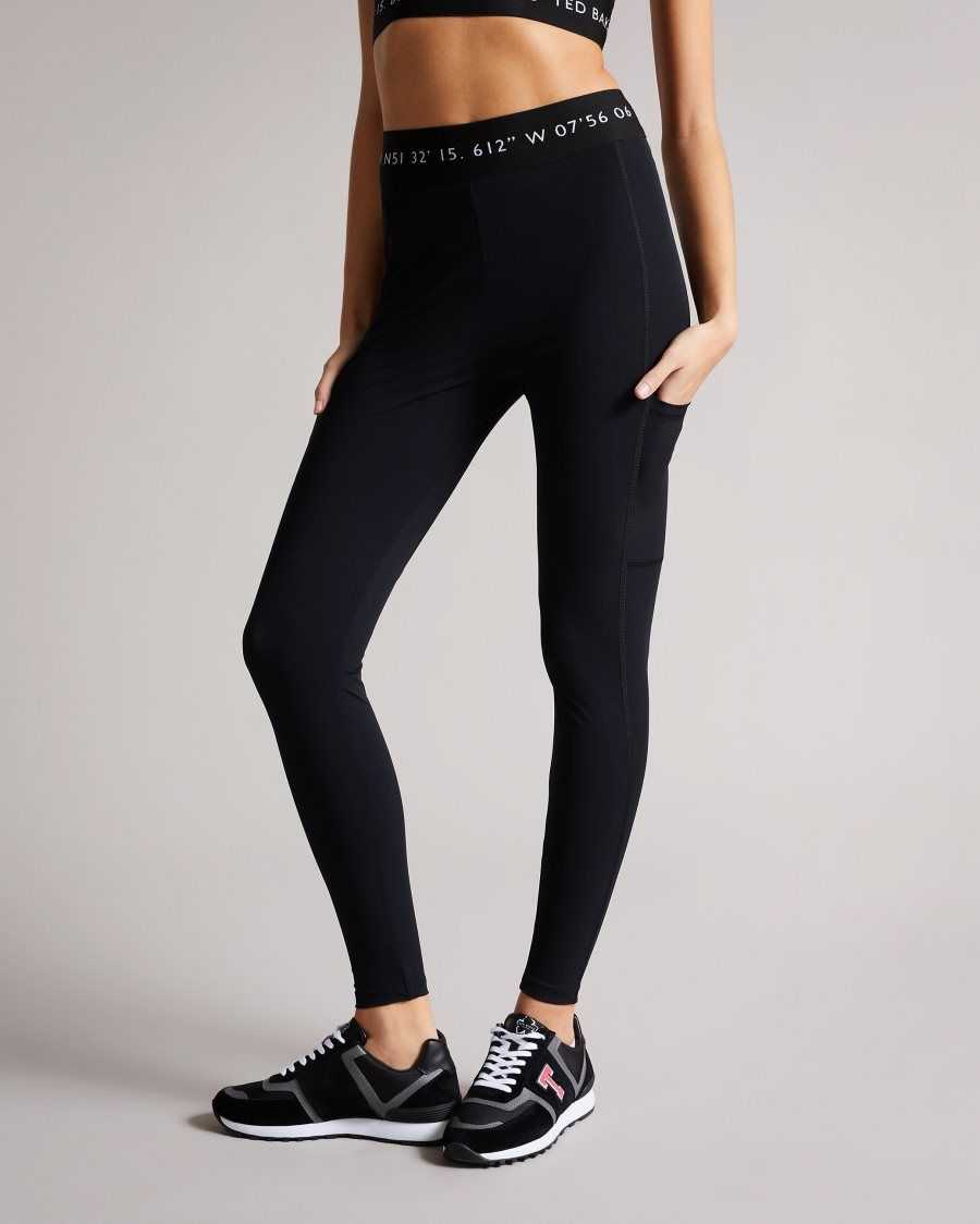 Ted Baker Llaneyy Breathable Branded Leggings Black | 2740531-VY