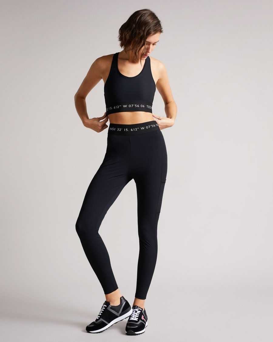 Ted Baker Llaneyy Breathable Branded Leggings Black | 2740531-VY