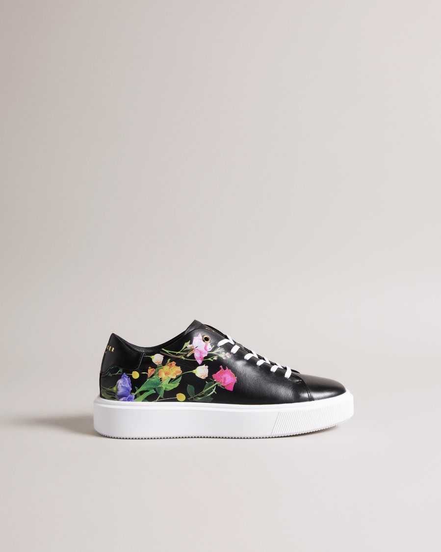 Ted Baker Lorayy Floral Printed Platform Trainers Black | 0948725-NI