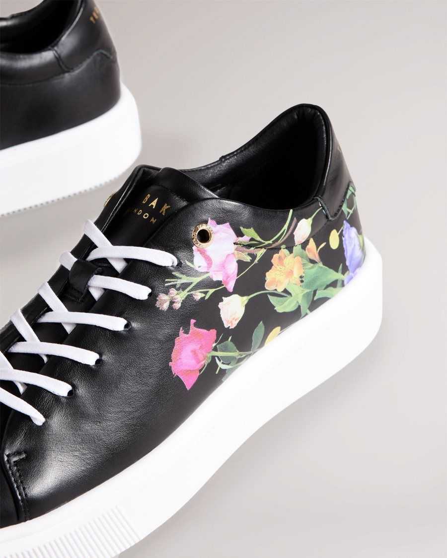 Ted Baker Lorayy Floral Printed Platform Trainers Black | 3758160-CY