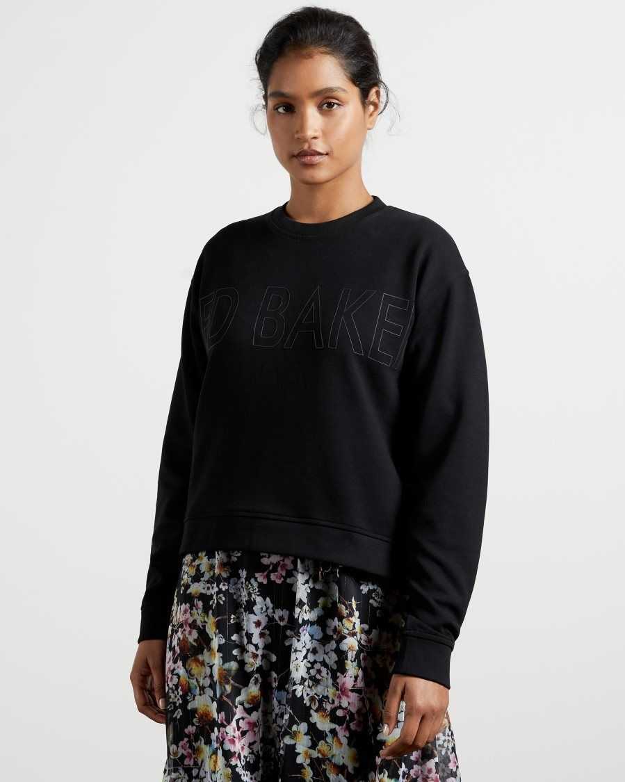 Ted Baker Lorito Logo Sweatshirt Black | 7092635-VY