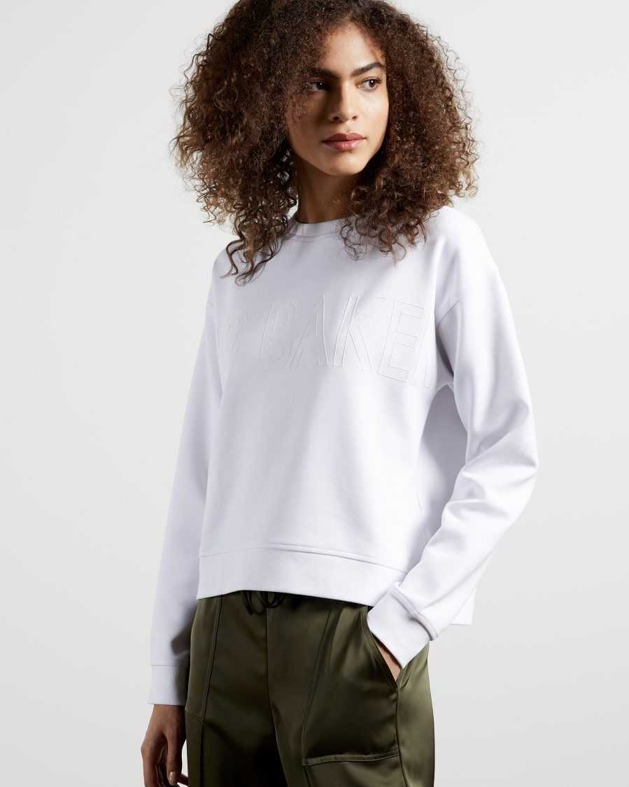 Ted Baker Lorito Logo Sweatshirt White | 5341269-AZ