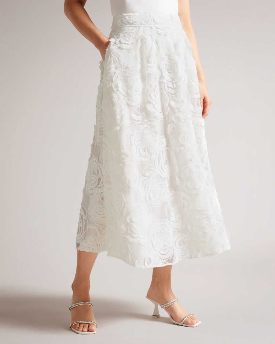 Ted Baker Louelaa Midi Skirt With Pleats White | 0924618-XI