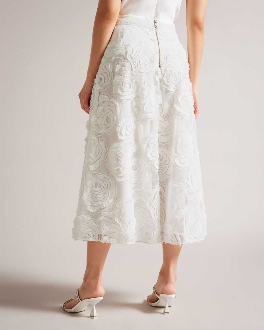 Ted Baker Louelaa Midi Skirt With Pleats White | 0924618-XI