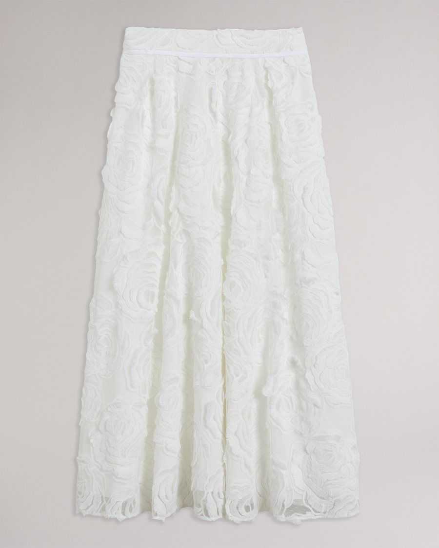 Ted Baker Louelaa Midi Skirt With Pleats White | 0924618-XI