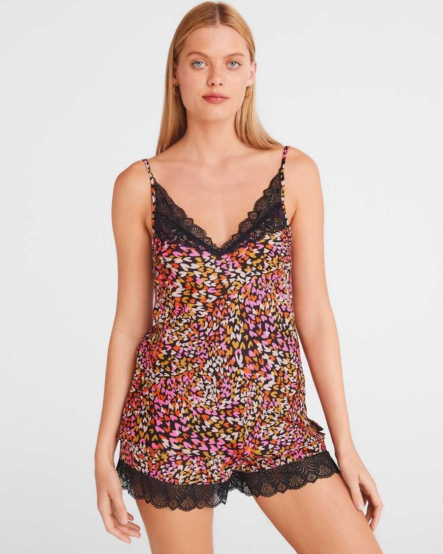 Ted Baker Lovege Heart Print Short And Cami Set Black | 5801379-CK