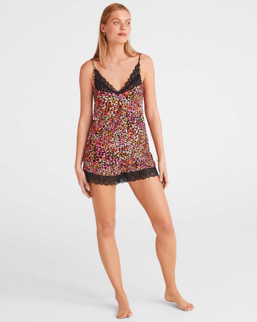 Ted Baker Lovege Heart Print Short And Cami Set Black | 5801379-CK