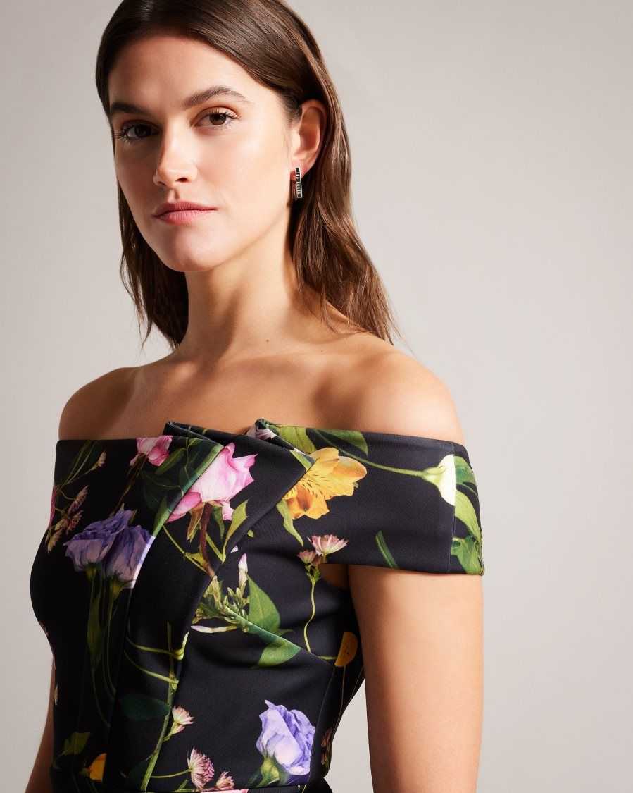 Ted Baker Loveina Floral Bardot Bodycon Dress Black | 1720698-PA