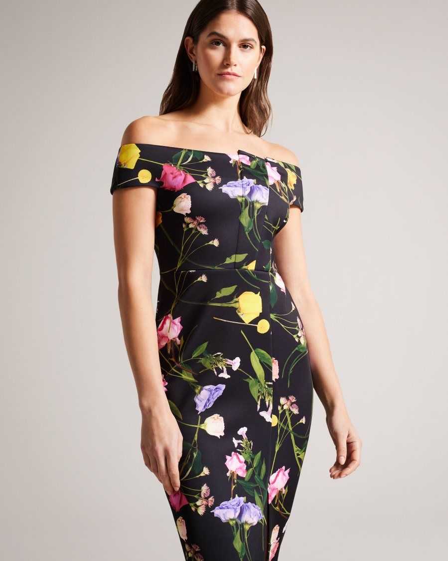 Ted Baker Loveina Floral Bardot Bodycon Dress Black | 1720698-PA