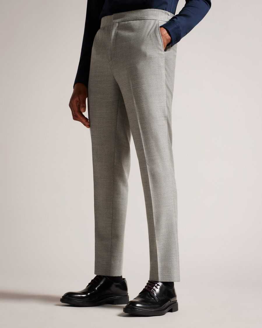 Ted Baker Luccat Slim Fit Herringbone Trousers Grey | 7854236-WI