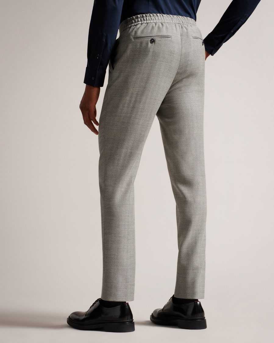 Ted Baker Luccat Slim Fit Herringbone Trousers Grey | 7854236-WI