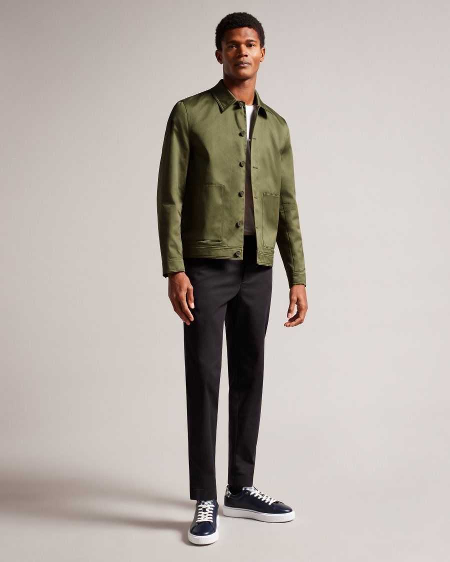 Ted Baker Lucianj Cotton Sateen Twill Jacket Dark Green | 1025736-OJ