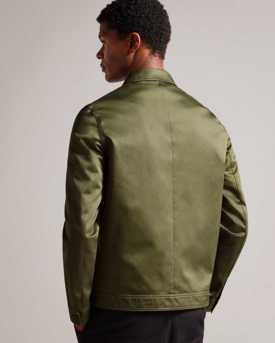 Ted Baker Lucianj Cotton Sateen Twill Jacket Dark Green | 1025736-OJ