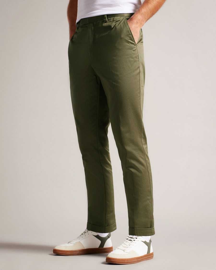 Ted Baker Luciant Slim Fit Twill Trousers Dark Green | 0928463-MN