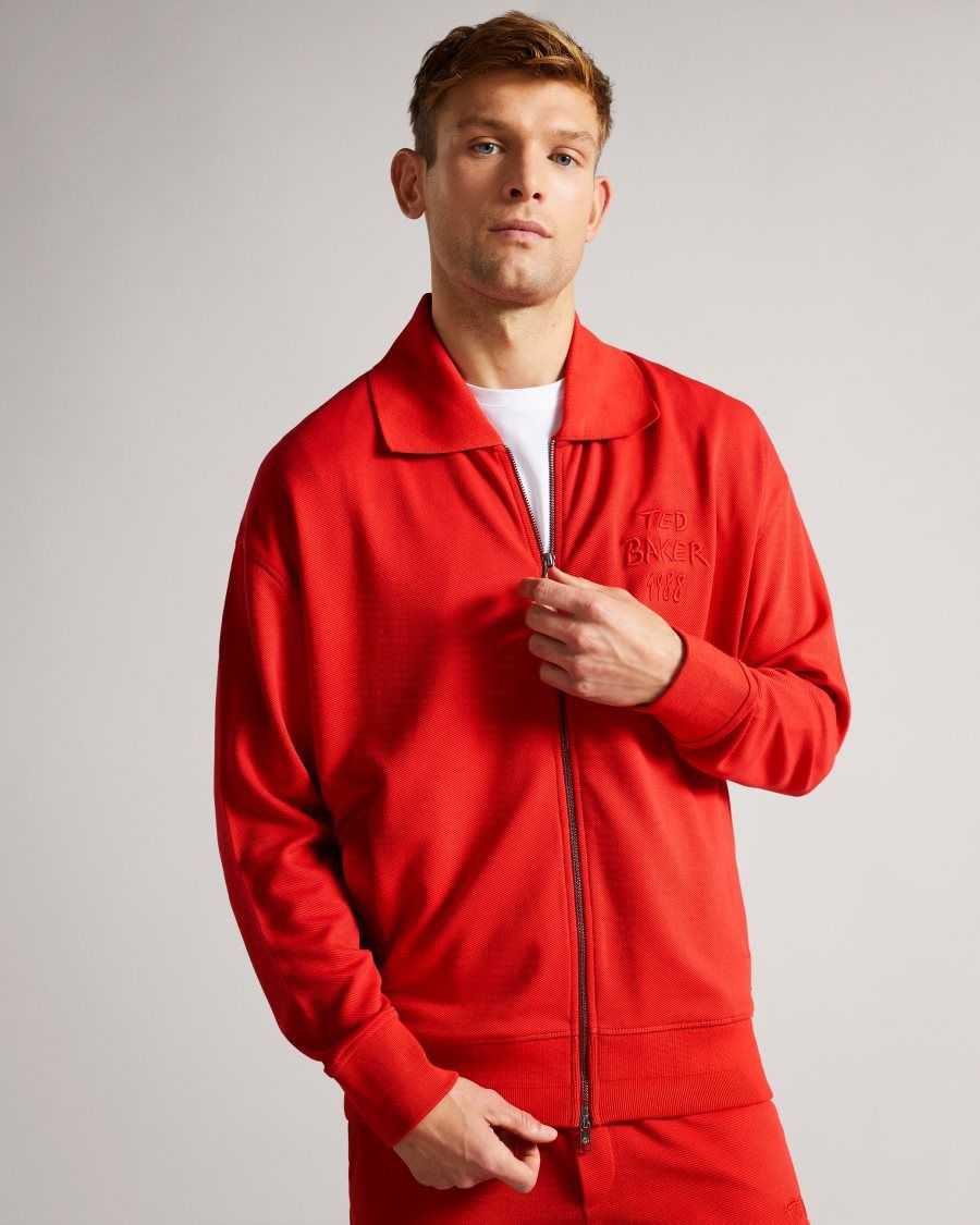 Ted Baker Lymn Graphic Jersey zip through Bright Red | 3078614-IG