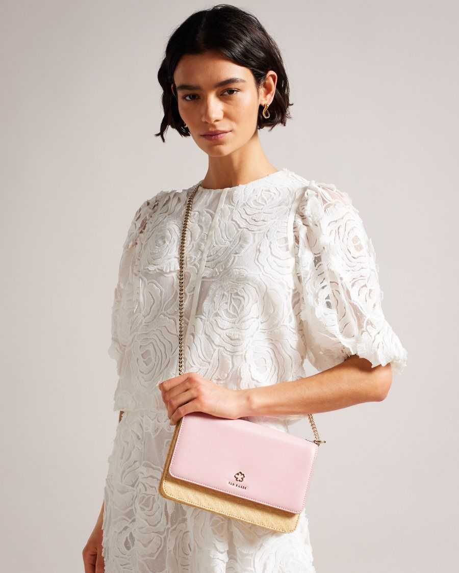 Ted Baker Magdie Magnolia Eyelet Woven Crossbody Bag Pale Pink | 4125069-YO