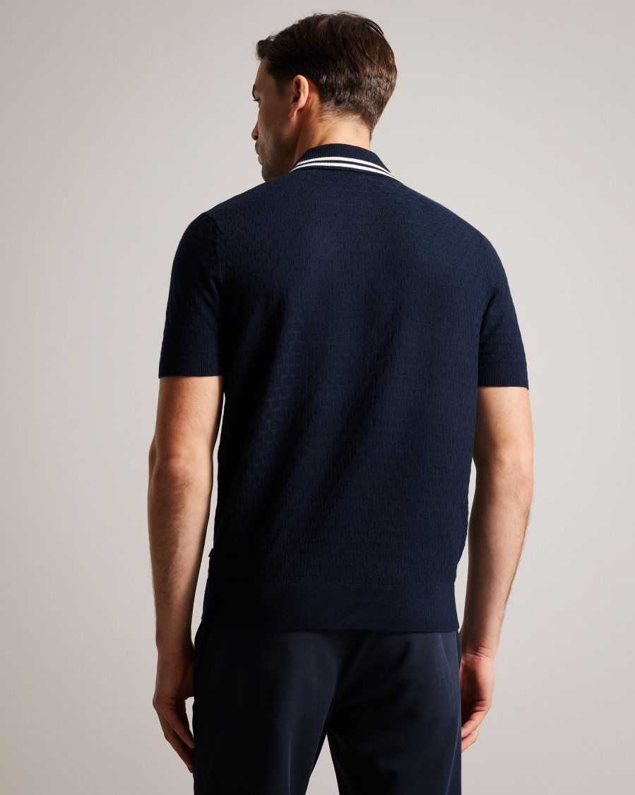 Ted Baker Mahana Short Sleeve Regular T Stitched Polo Shirt Navy | 3928415-YA