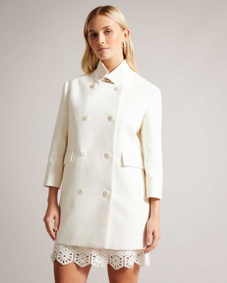 Ted Baker Maisunn Double Breasted Hip Length Peacoat Natural | 1076598-JW