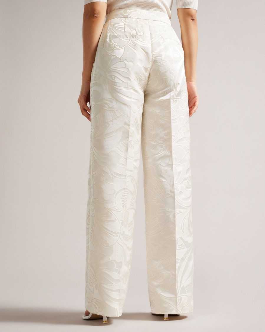 Ted Baker Majiat Wide Leg Jacquard Trousers Natural | 4801967-ZU