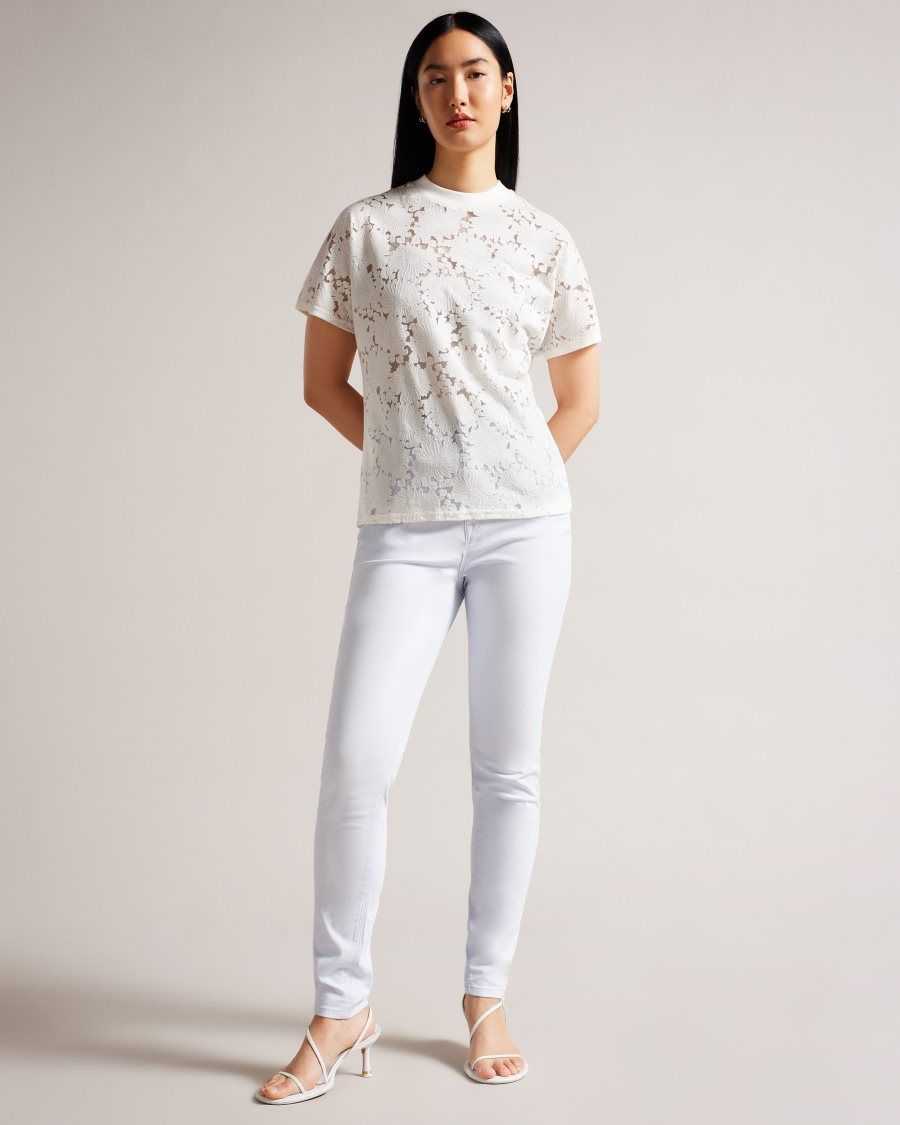 Ted Baker Maralo Floral Lace Relaxed T-Shirt White | 1032467-BO