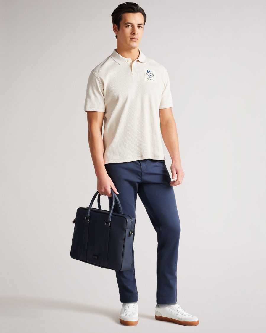 Ted Baker Marden Short Sleeve Ribbed Polo Shirt Natural | 0546387-UZ