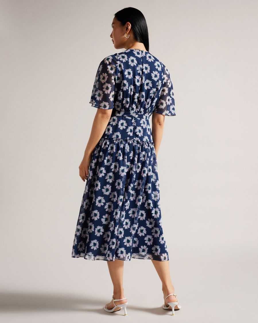 Ted Baker Marllee Fit and Flare Tiered Midi Dress Dark Navy | 4312756-MH