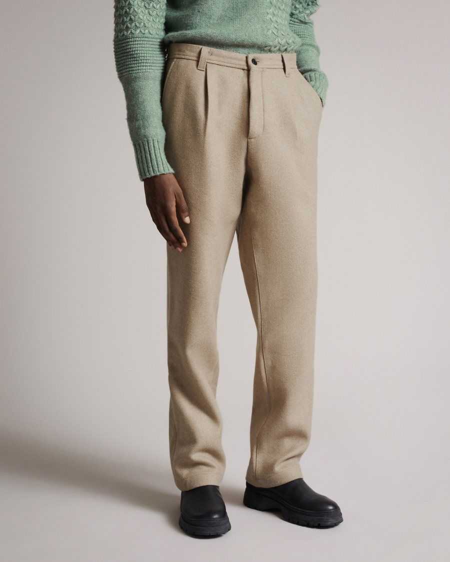 Ted Baker Marr Straight leg wool blend trouser Taupe | 5749201-EU