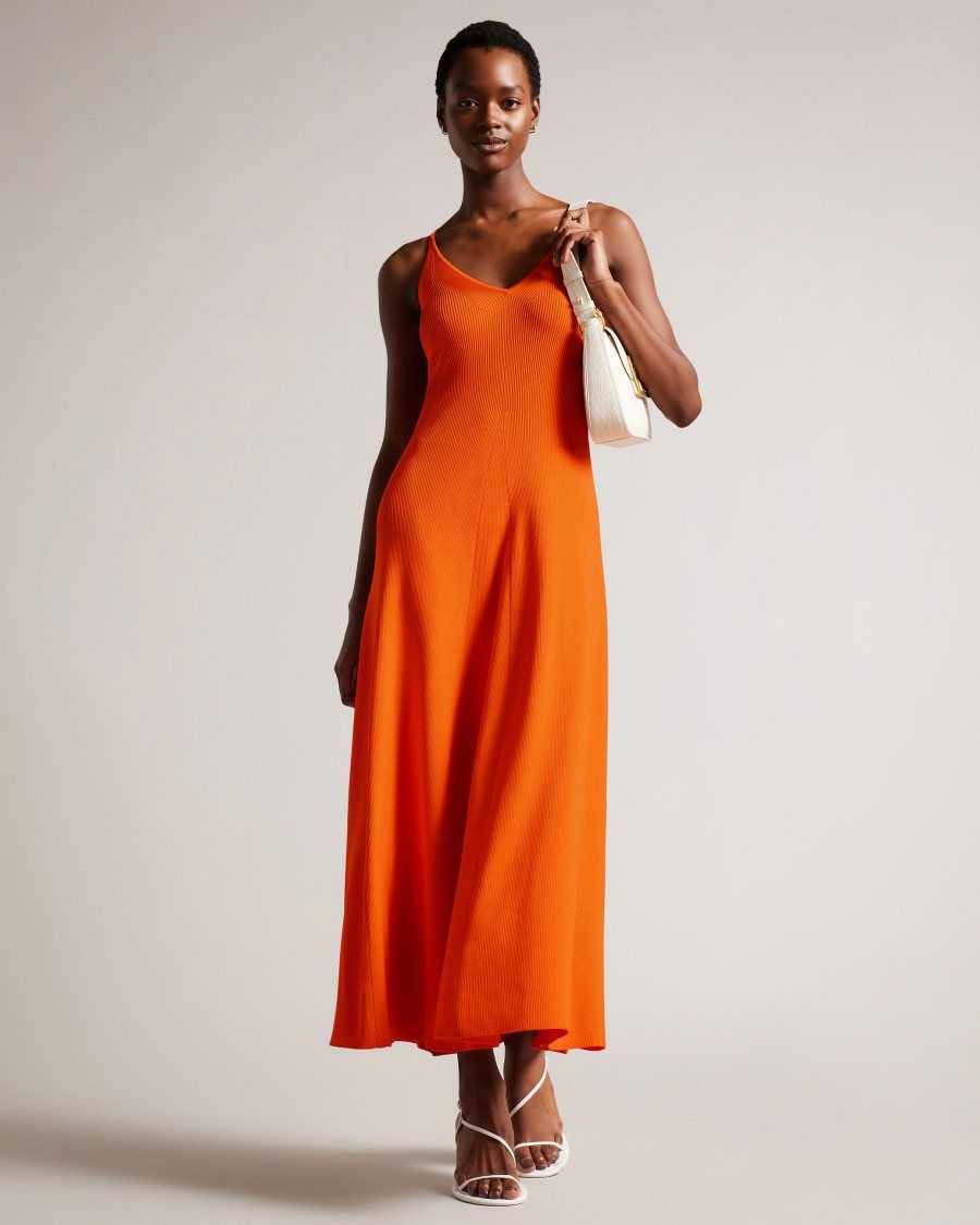 Ted Baker Marrlyy Rib Knit Maxi Dress Bright Orange | 3950624-AN