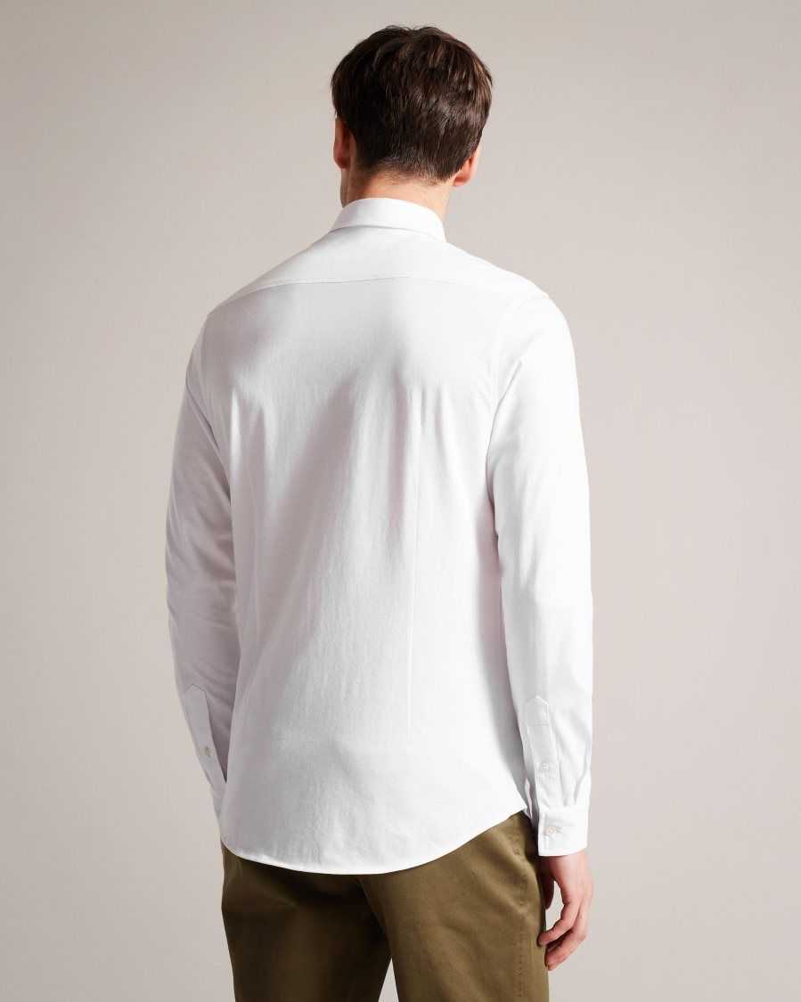 Ted Baker Marros Long Sleeve Lustrous Jersey Shirt White | 2163798-DM