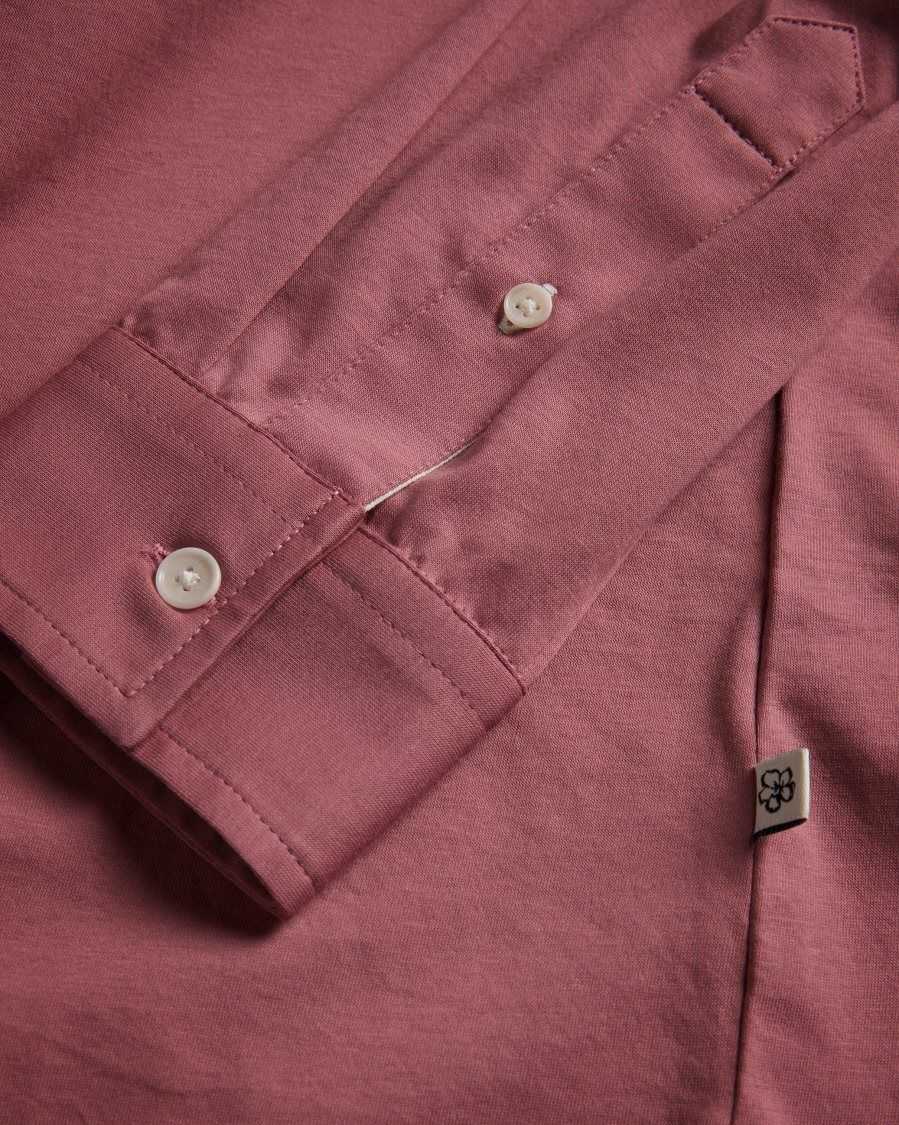 Ted Baker Marros Long Sleeve Lustrous Jersey Shirt Medium Pink | 7201469-GP