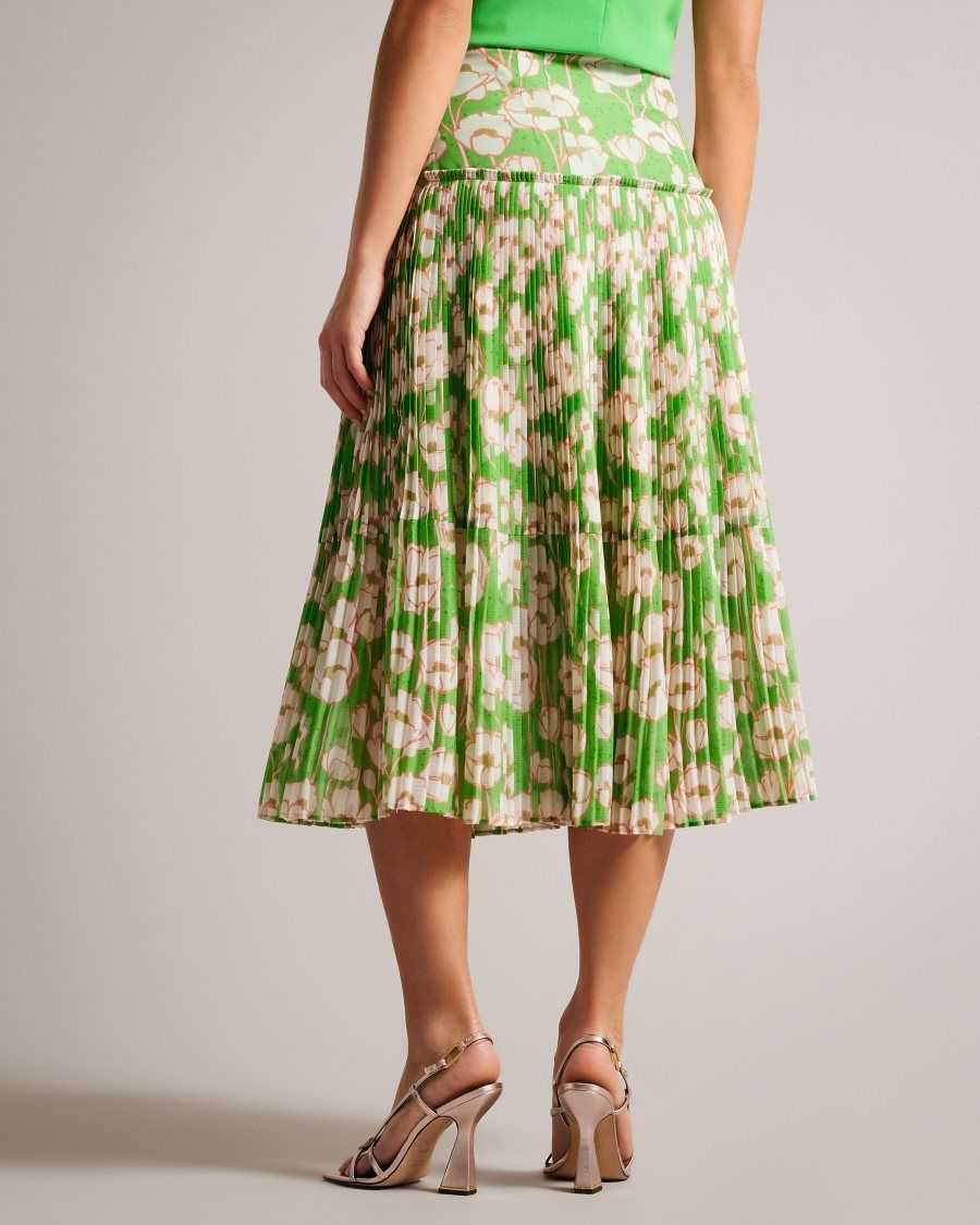 Ted Baker Maryin Floral Pleated Midi Skirt Green | 1754809-LT