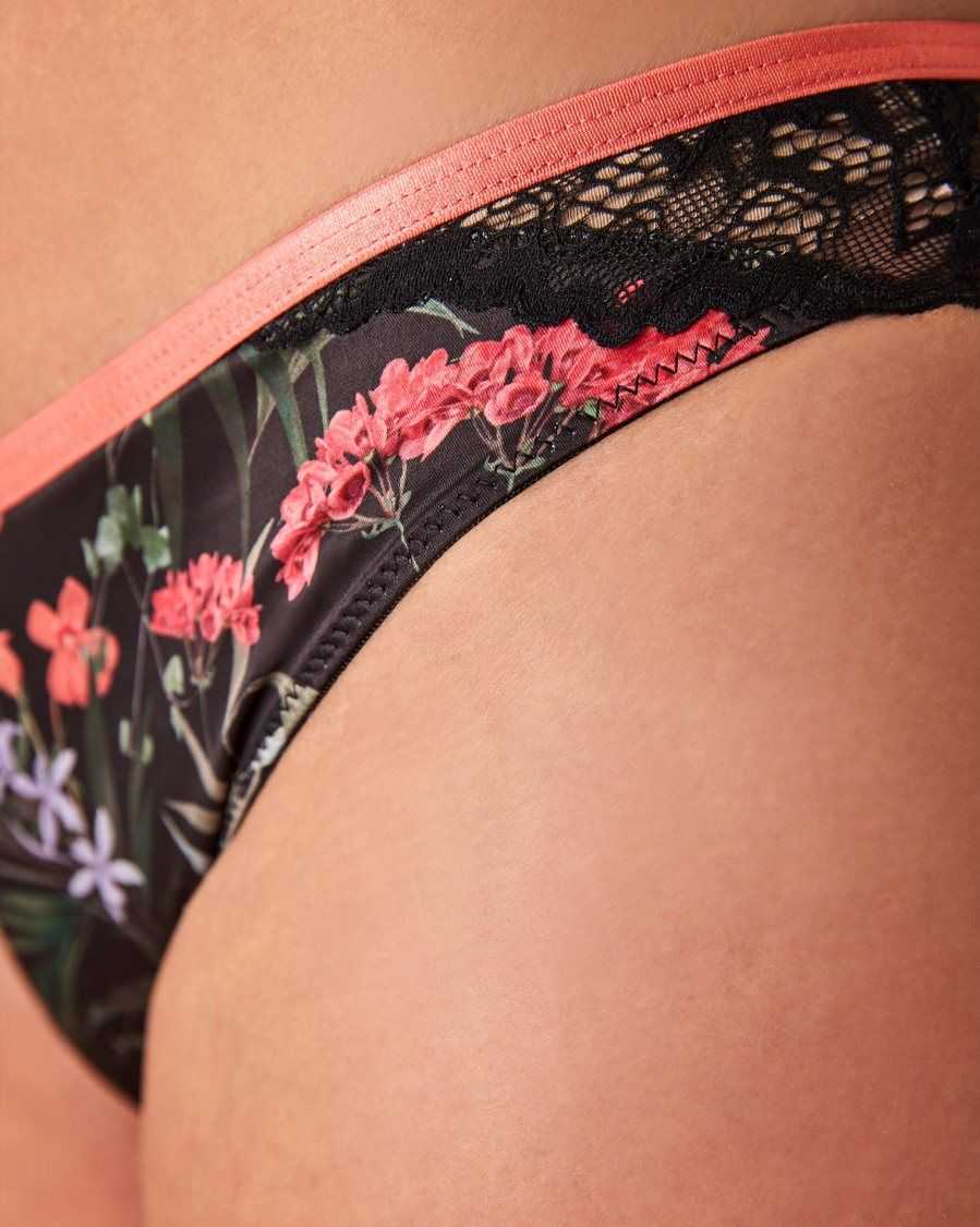 Ted Baker Masada Floral Print Brazilian Brief Black | 6142903-HF