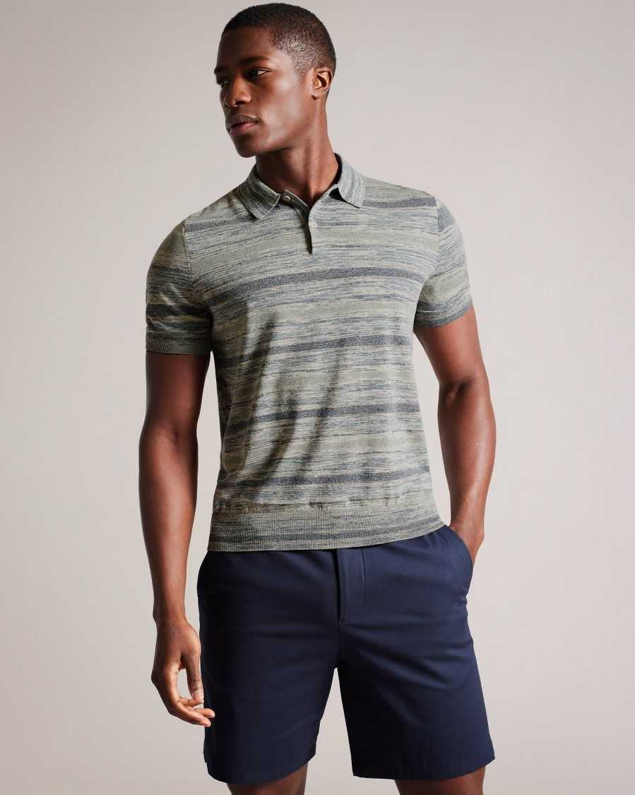 Ted Baker Mauda Short Sleeve Knitted Polo Shirt Stone | 6792153-LB