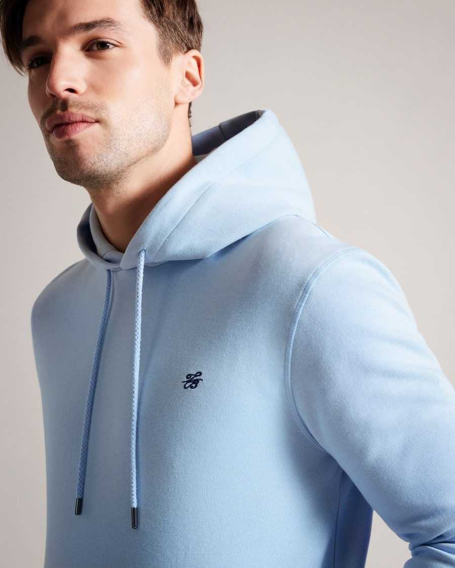 Ted Baker Mayall Regular Fit Monogram Hoodie Pale Blue | 2659017-AX