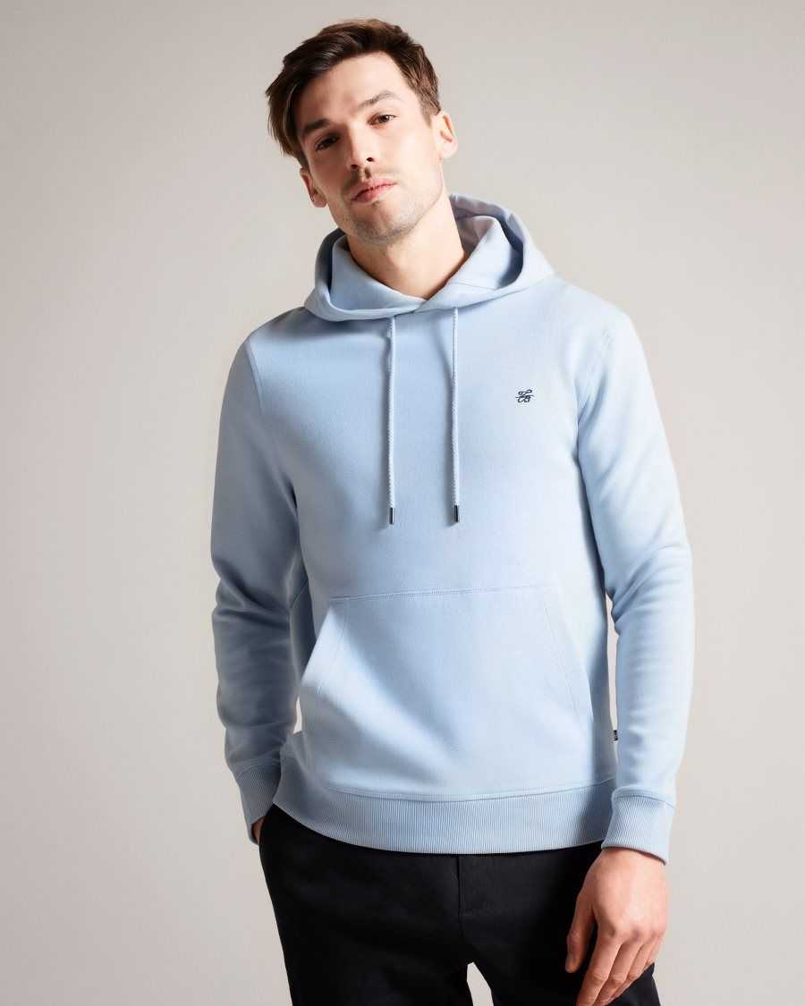 Ted Baker Mayall Regular Fit Monogram Hoodie Pale Blue | 2659017-AX