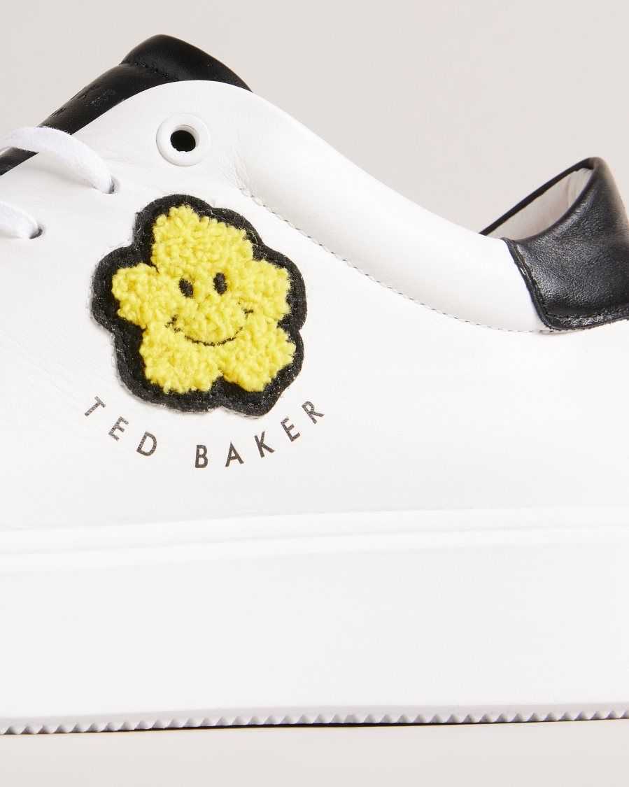 Ted Baker Maymay Magnolia Flower Platform Trainers White | 7143098-HS