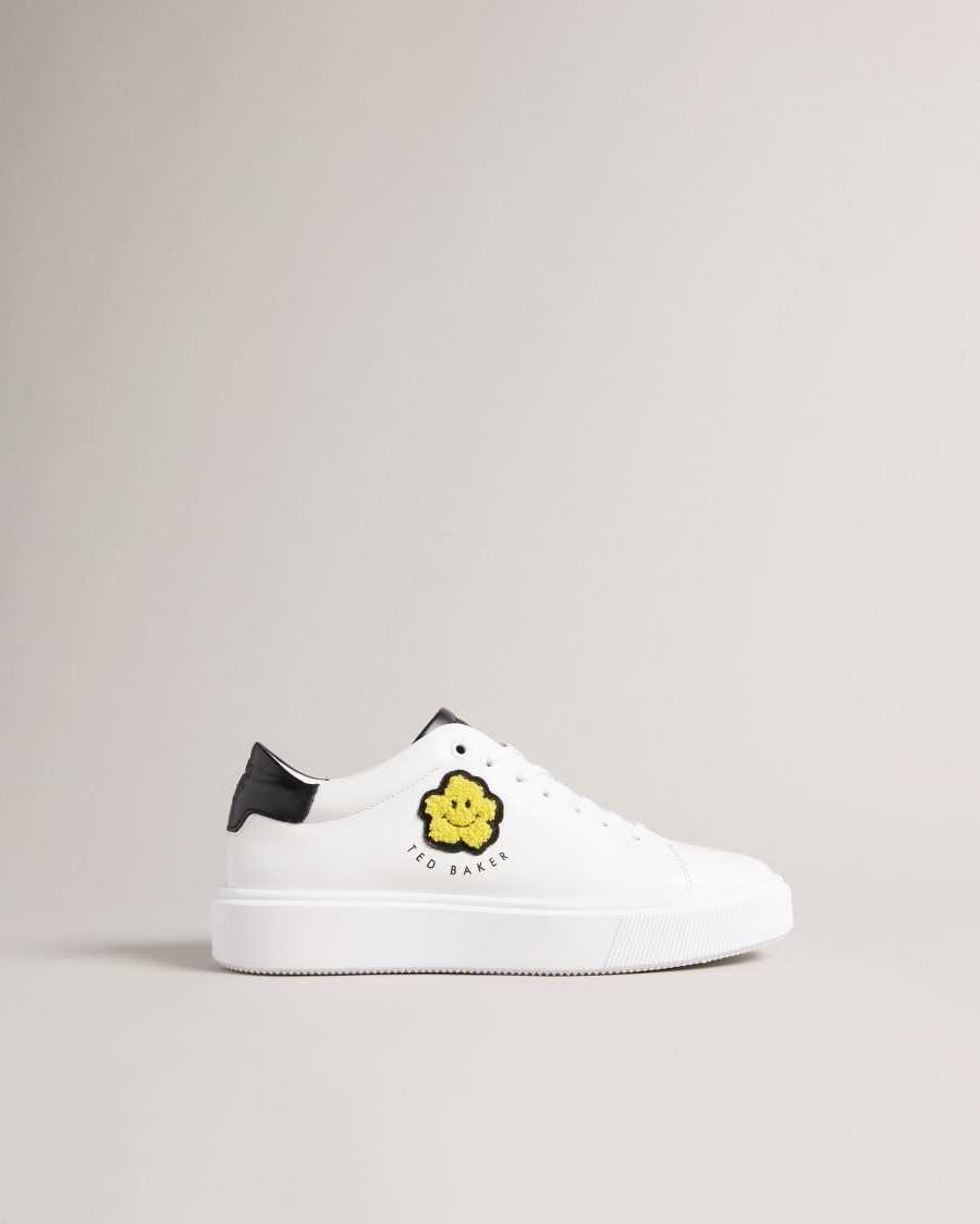 Ted Baker Maymay Magnolia Flower Platform Trainers White | 7143098-HS