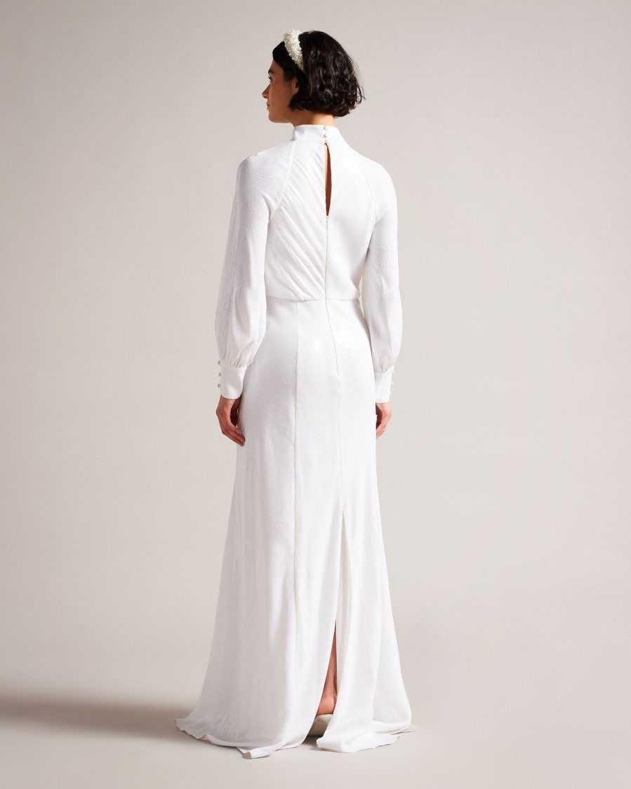 Ted Baker Mayrose Draped Sequin Embellished Maxi Dress White | 0278491-UY