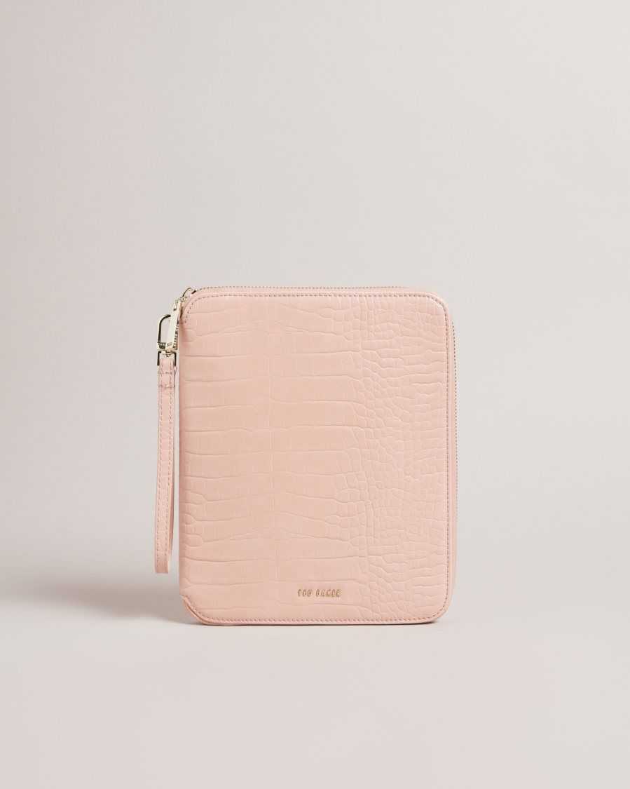 Ted Baker Meyti Imitation Croc A5 Travel Wallet Pale Pink | 7163295-VB