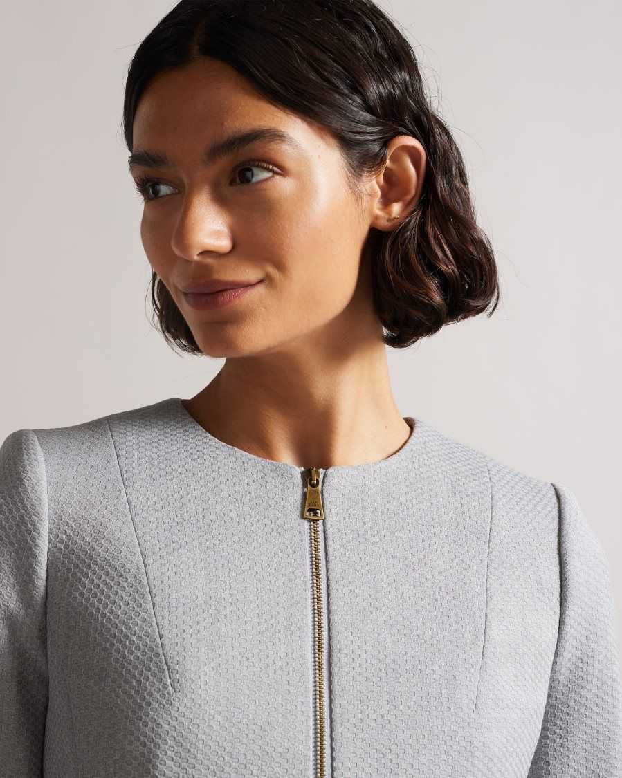 Ted Baker Michah Cropped Textured Jacket Light Grey | 6395278-PH