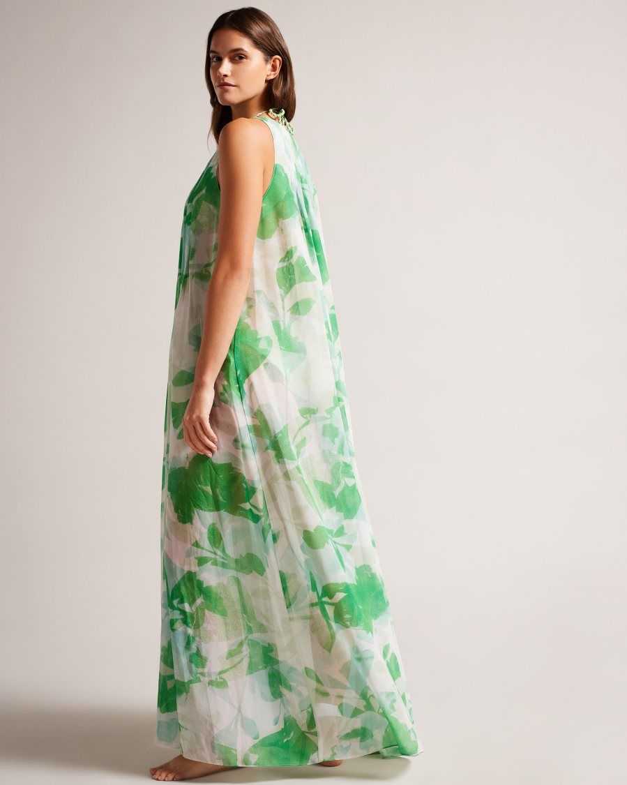 Ted Baker Milasan Abstract Print Maxi Cover Up Green | 9570283-KB