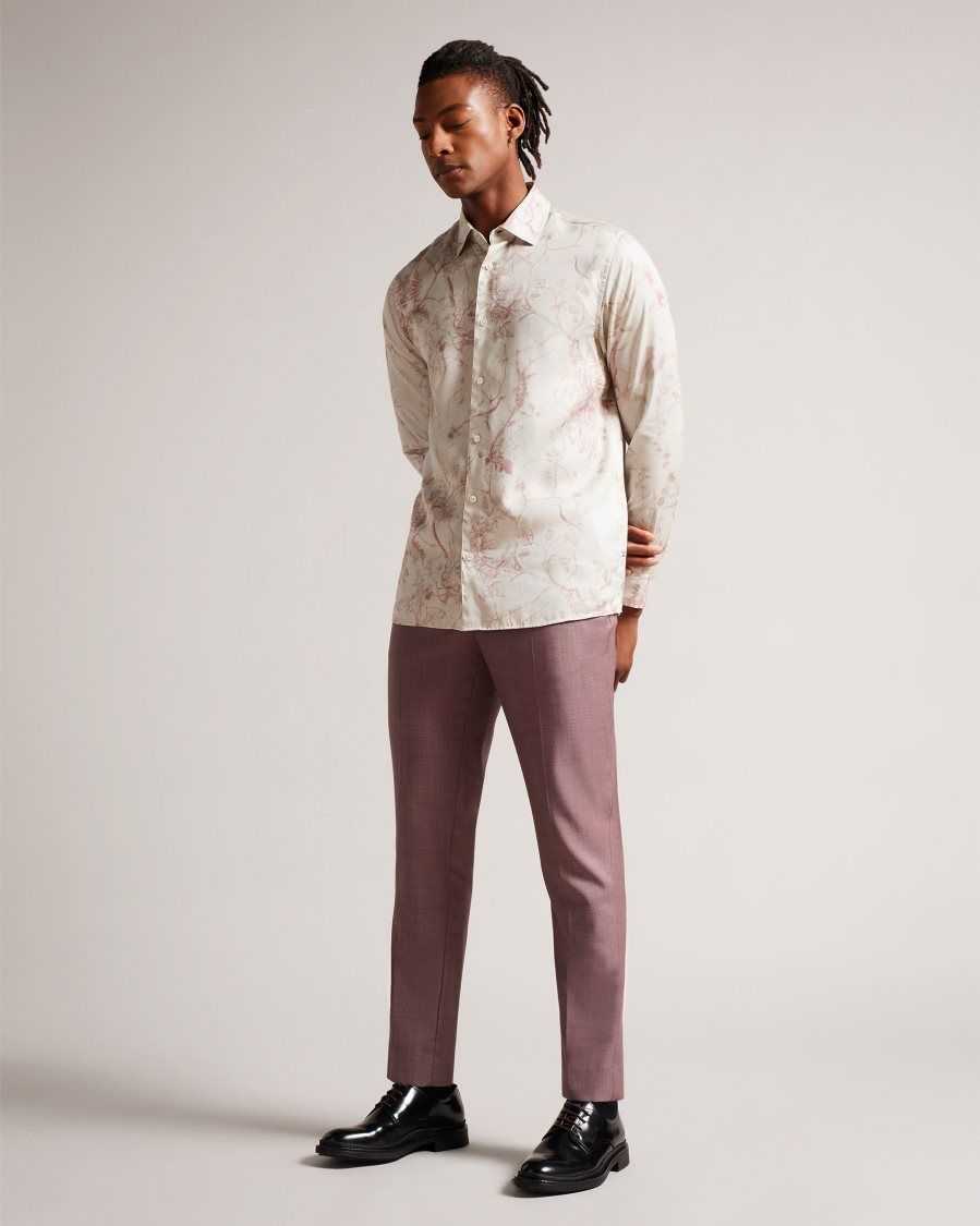 Ted Baker Millow Long Sleeve Botanical Lyocell Shirt Natural | 0951378-OT