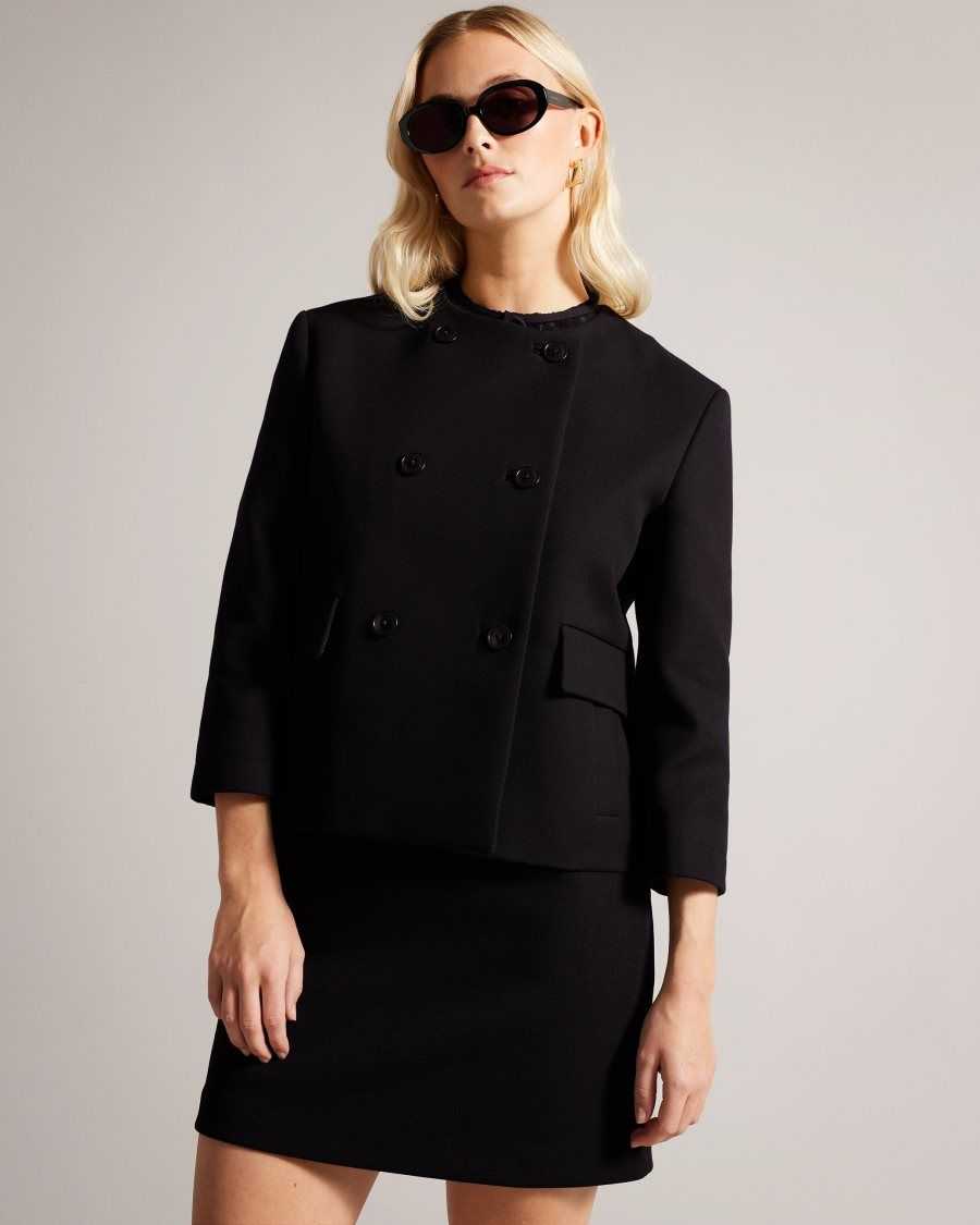 Ted Baker Molleia Double Breasted Cropped Coat Black | 2706849-KI