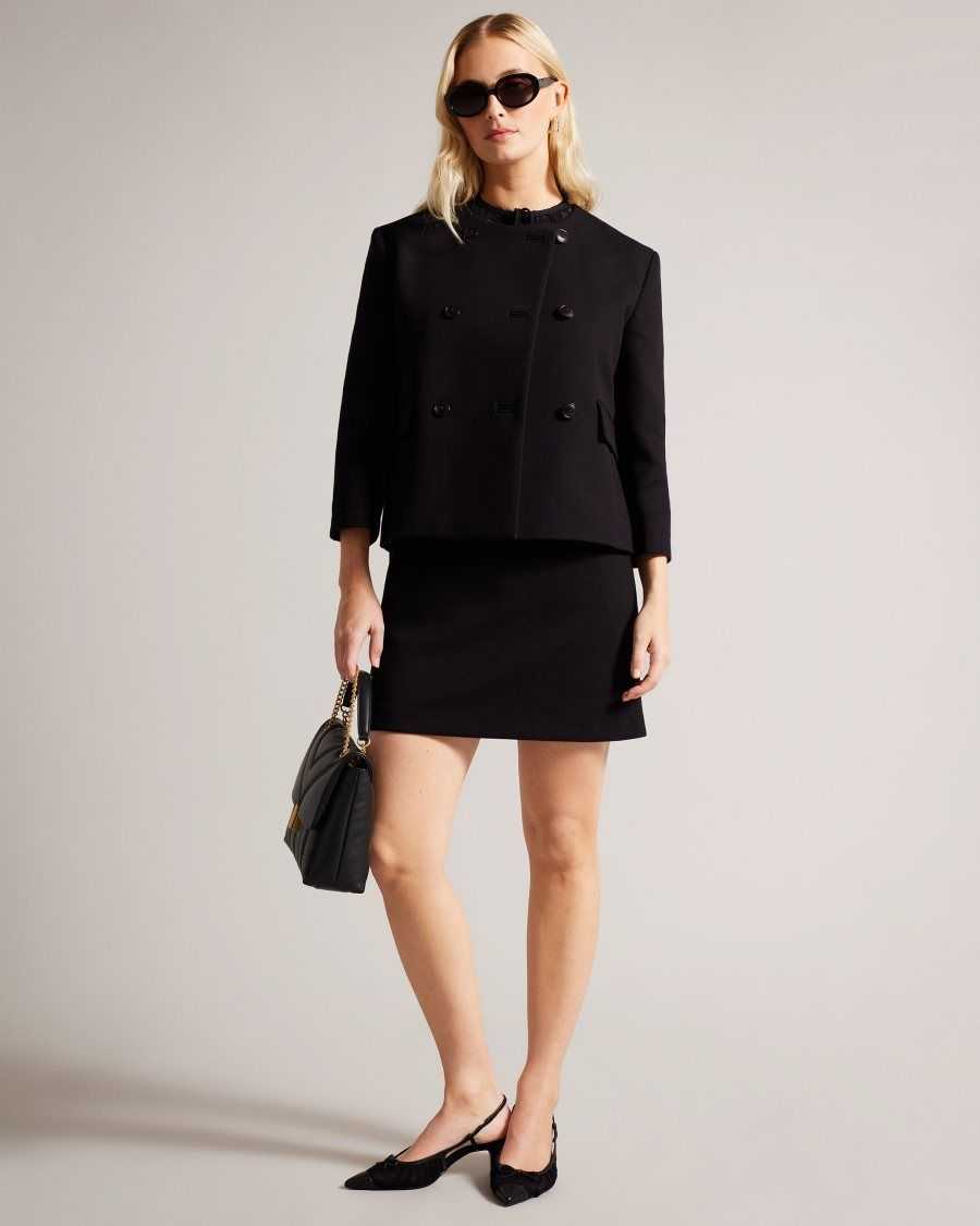 Ted Baker Molleia Double Breasted Cropped Coat Black | 2706849-KI