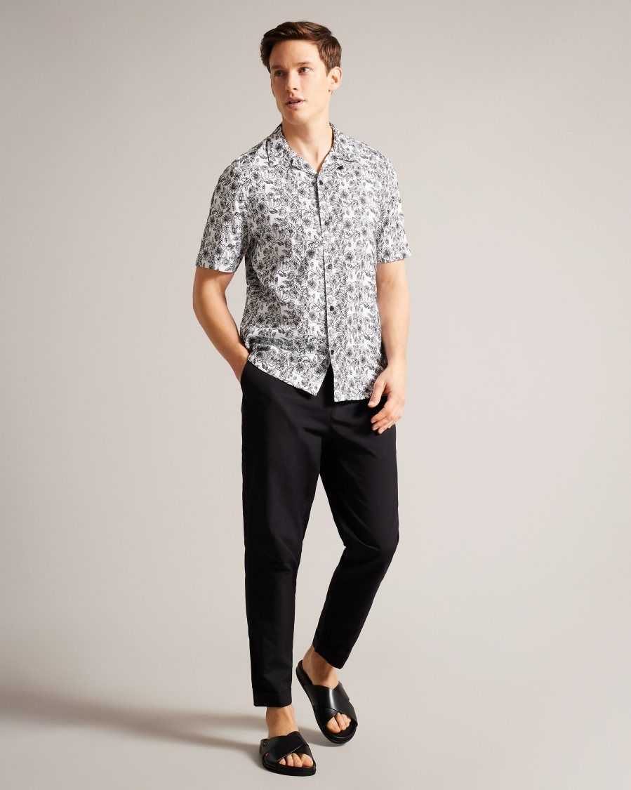 Ted Baker Mulben Short Sleeve Embroidered Shirt White | 1867920-LC