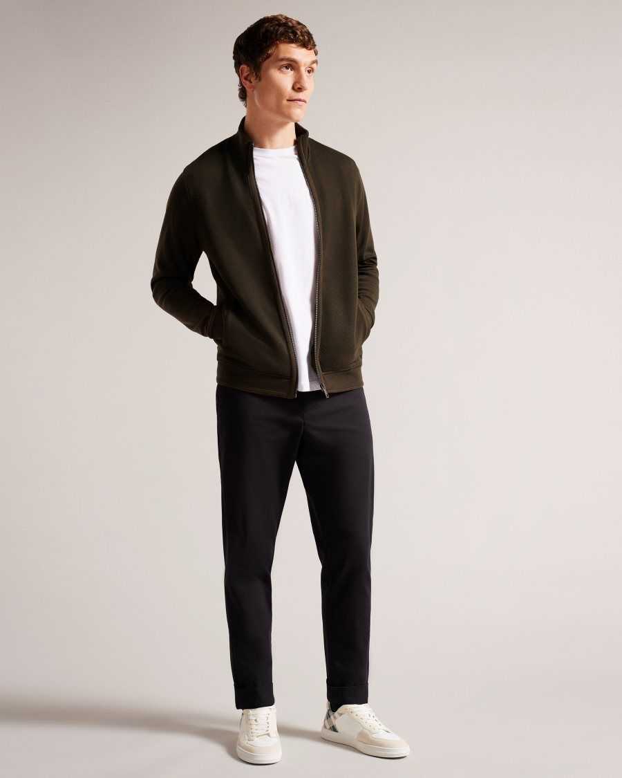 Ted Baker Multy Textured Zip Through Jacket Dark Green | 3071495-NT