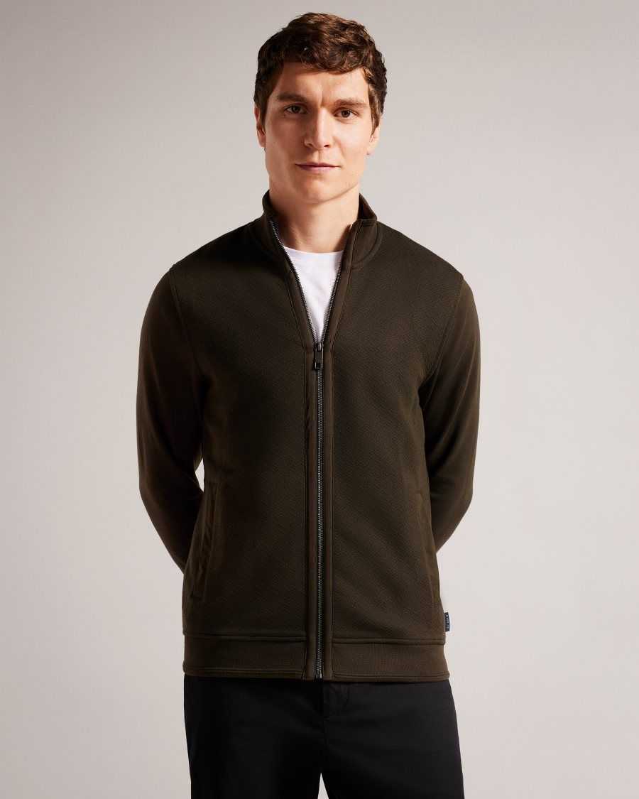 Ted Baker Multy Textured Zip Through Jacket Dark Green | 3071495-NT